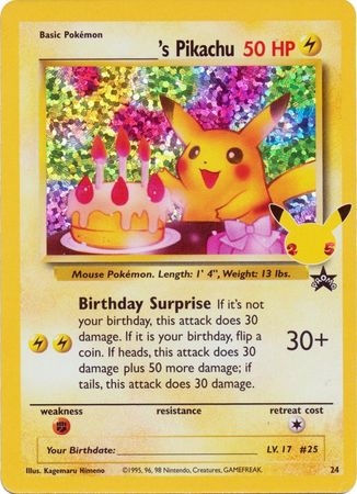 Birthday Pikachu - 24 - Holo Promo (Classic Collection)